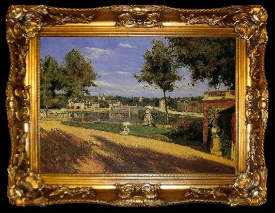 framed  Henri Rouart Banks of the Seine at Melun, ta009-2